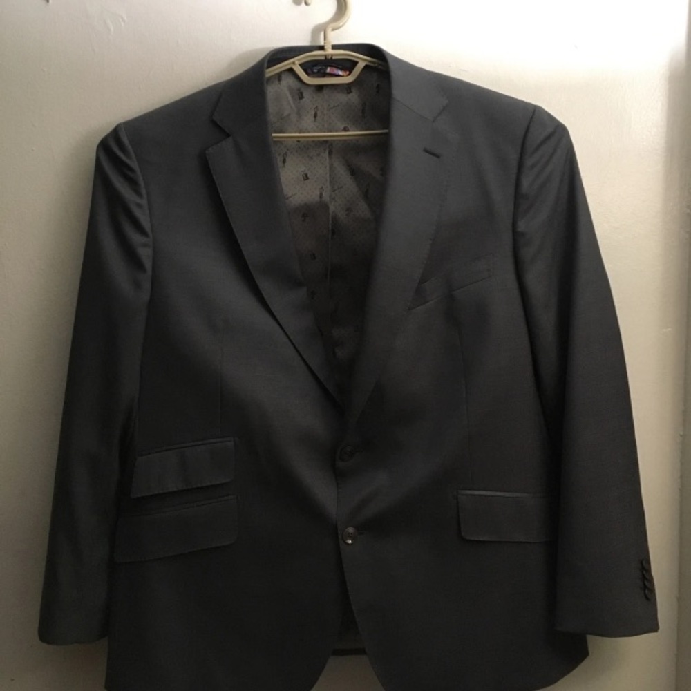 Men’s Robert Graham Blazer Size 50 Gray Three Flap Wool Polyester Viscose Lining